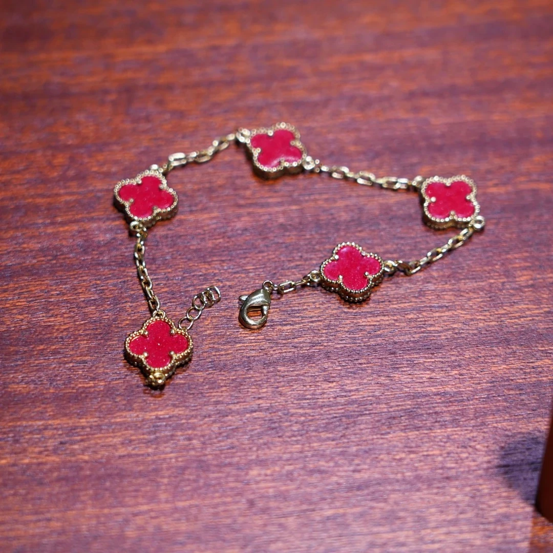 含辰砂工艺品朱砂晶粉砂四叶草手链