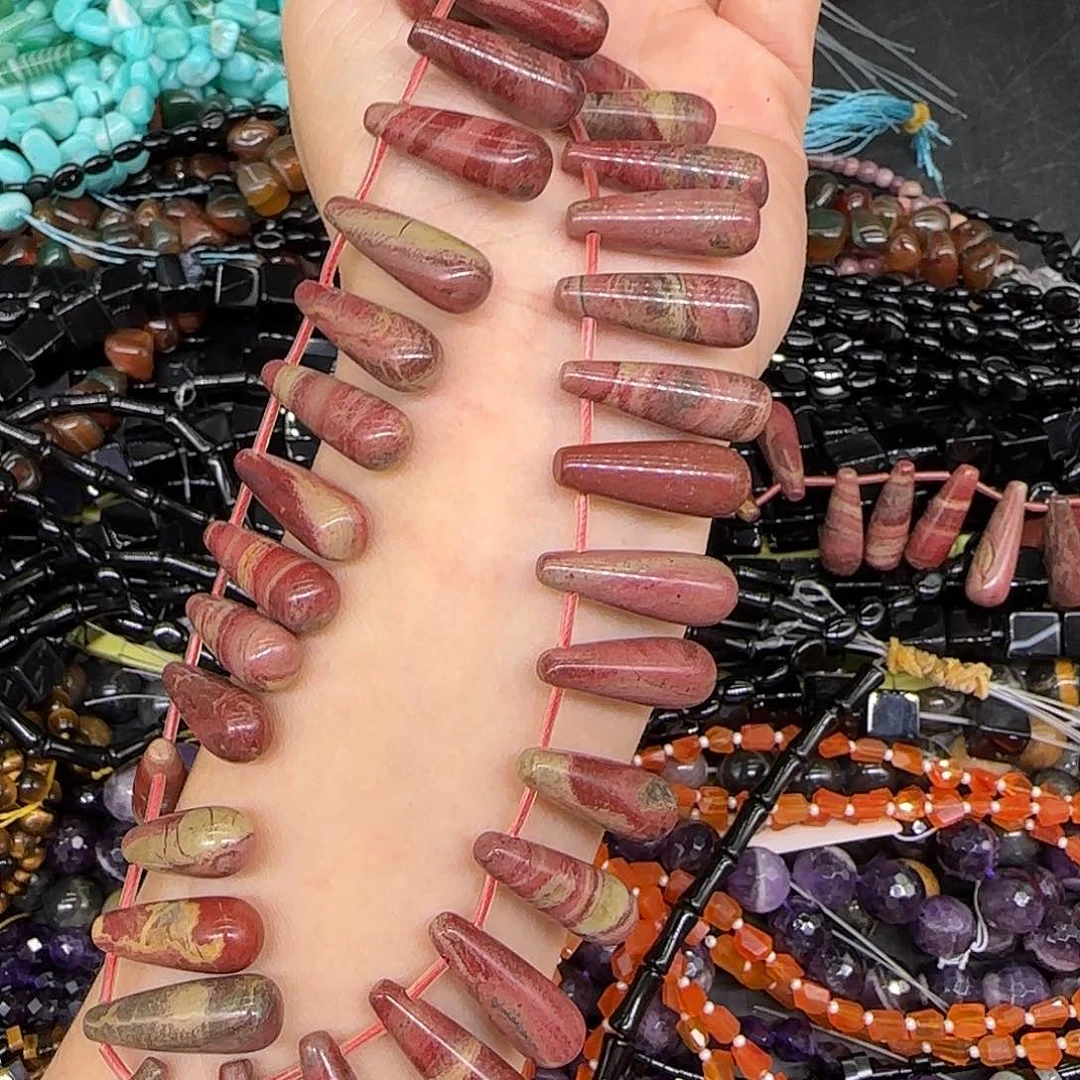 玛瑙/玉髓合金珠宝半成品毕加索石水滴8-20mm一条