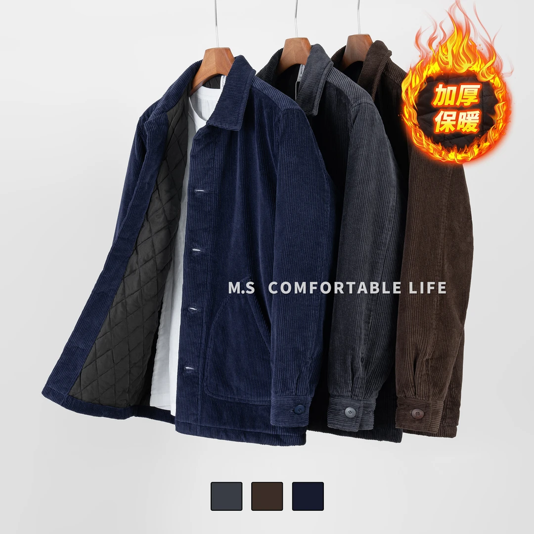 棉麻老吴 【宽松加厚】加厚灯芯绒棉衣冬季新款宽松复古棉服外套