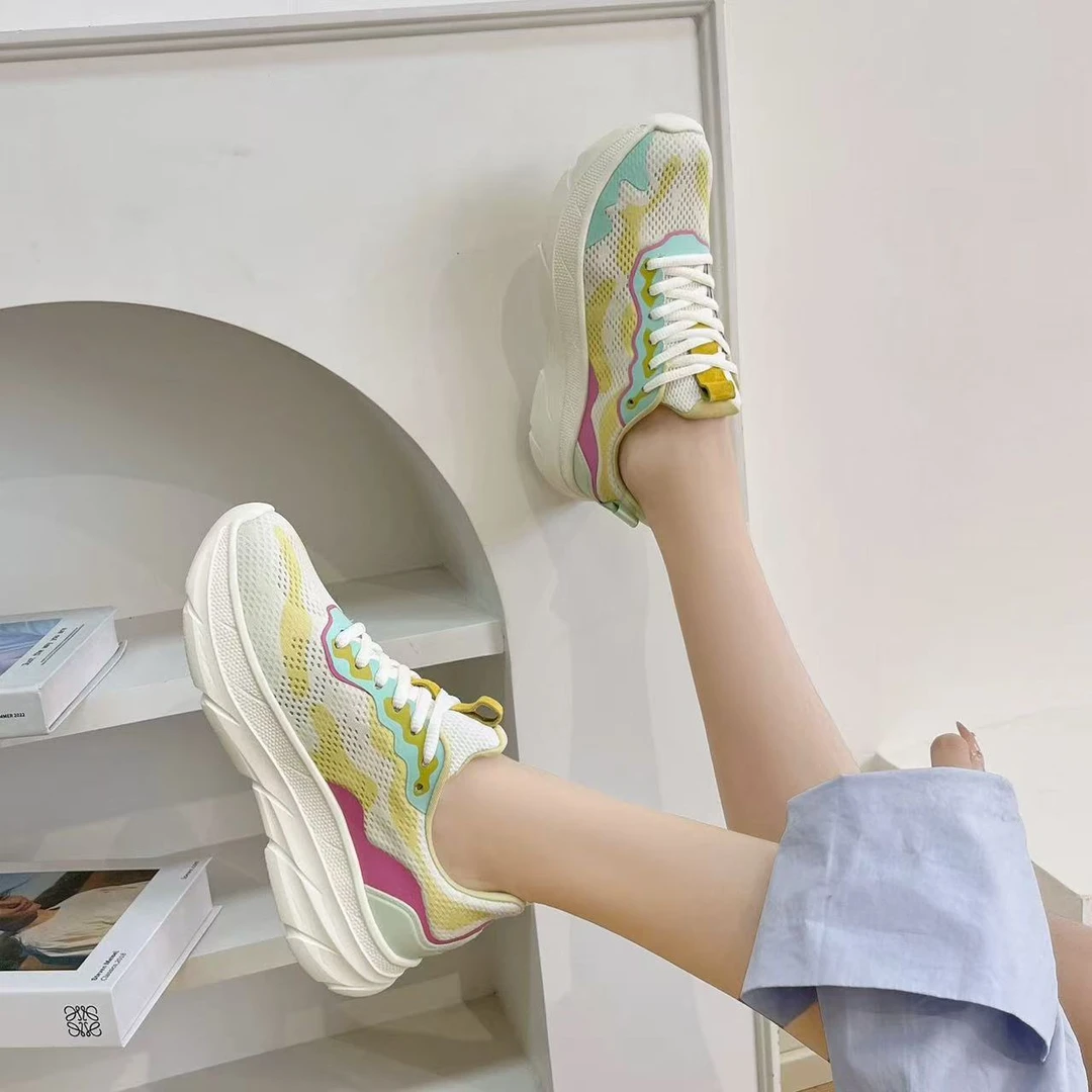 C8557  黄色  时尚老爹鞋女2025新款厚底休闲运动鞋