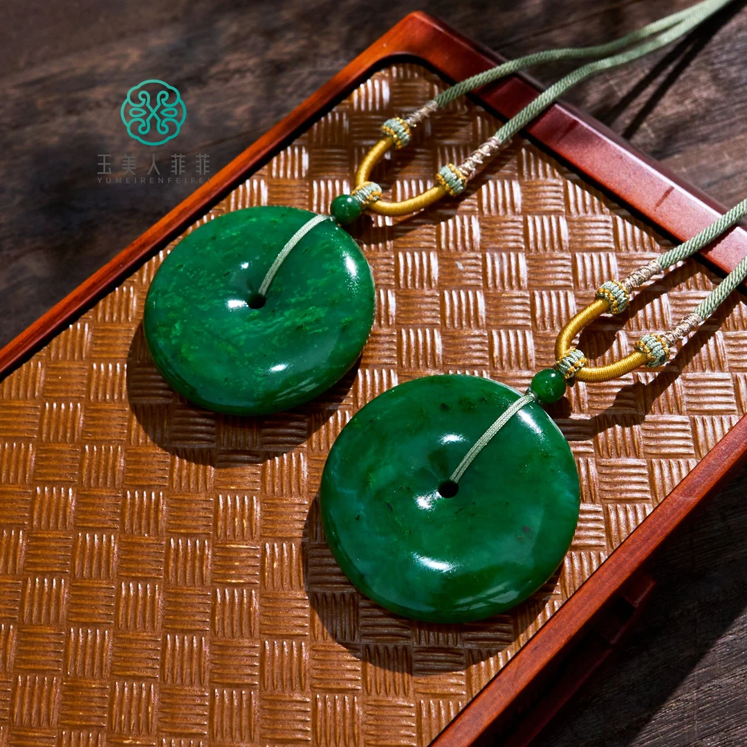 玉美人菲菲#和田玉平安扣吊坠约50mm-多样性发一