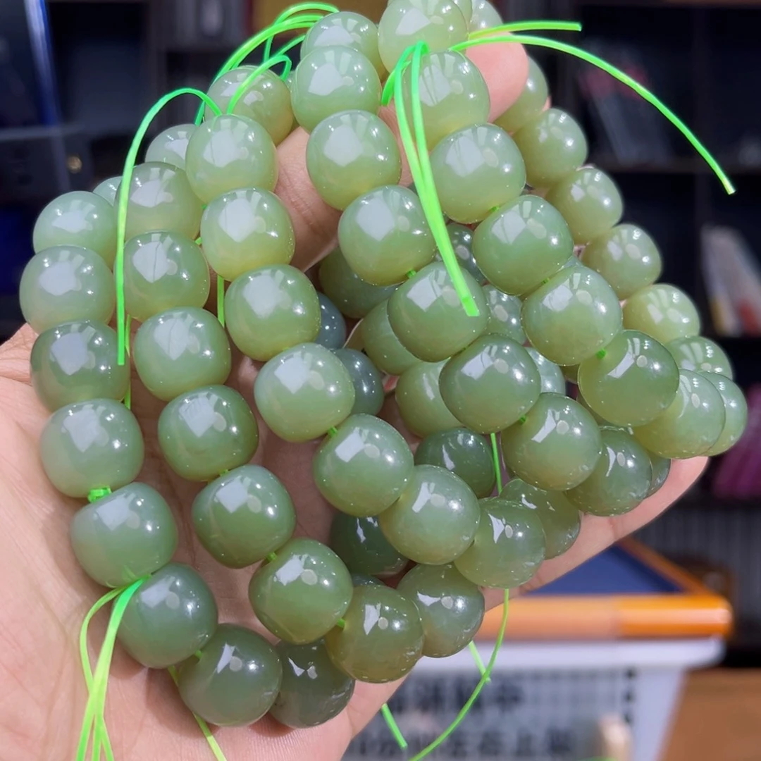 手串未镶嵌和田玉纯天然青海三岔河湖水绿卡14多样性发其一