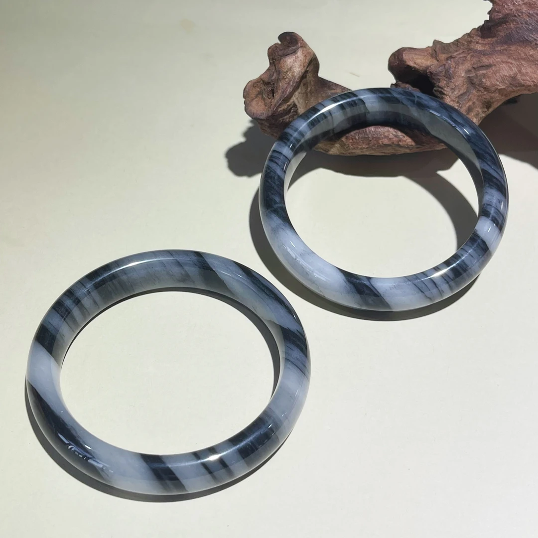 【小宝珠宝】26 T03350-青花金丝玉手镯-多样性发其一-13*8mm