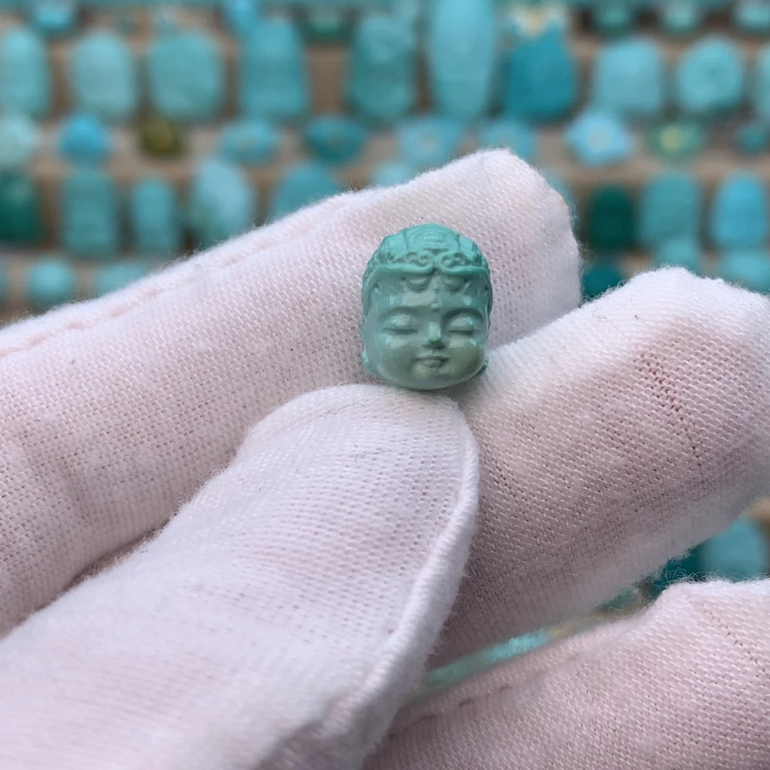 绿松石未镶嵌绿松石宝宝佛头配饰