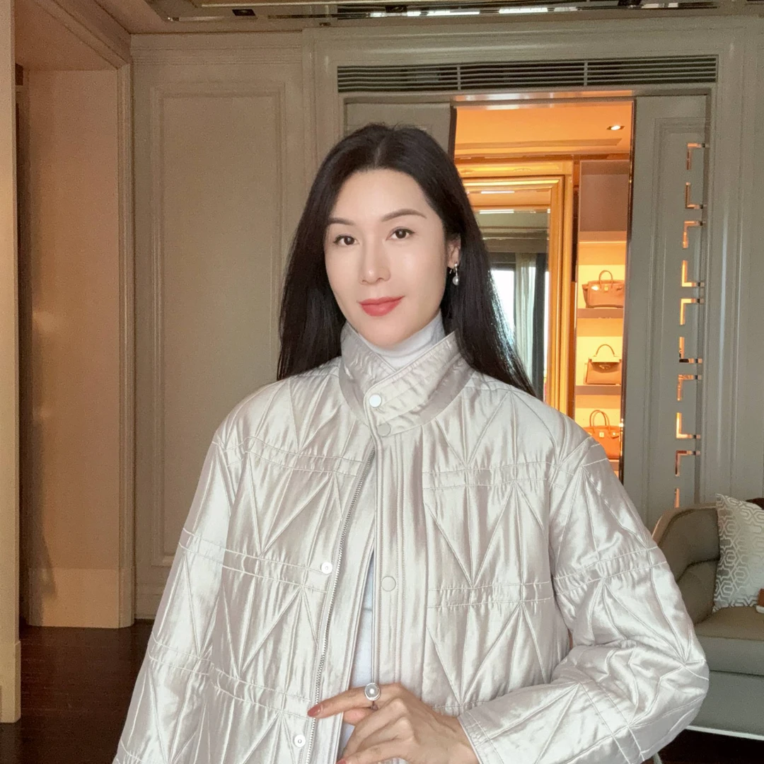 【时髦老钱风】菱格纹时尚夹绵羊毛保暖外套CD2168224