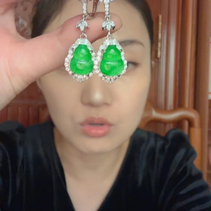 翡翠银S925镶嵌吊坠(不含链)耳饰