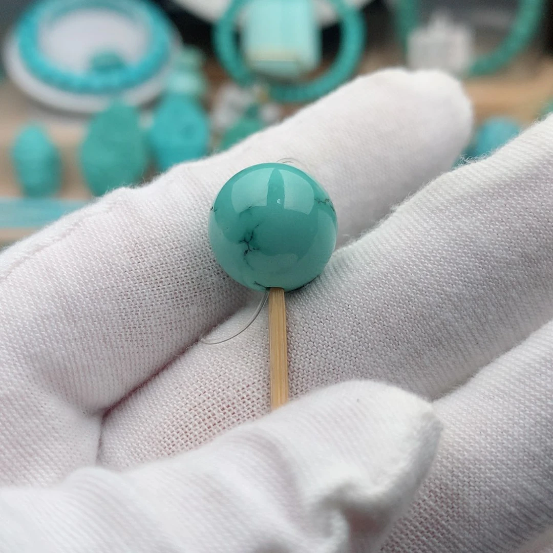 未镶嵌绿松石珠宝奇石13.5mm