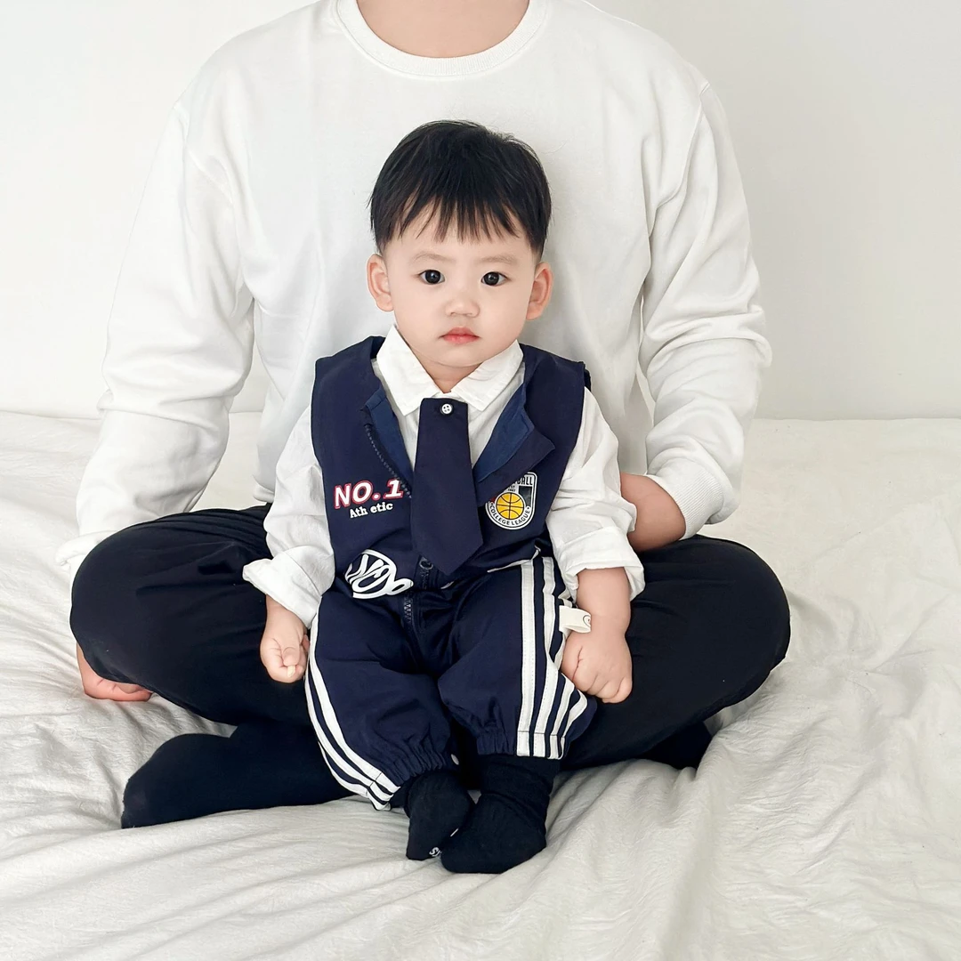 新起点服饰婴儿秋装衣服秋季男宝宝连体衣外出服学院风春秋款爬服