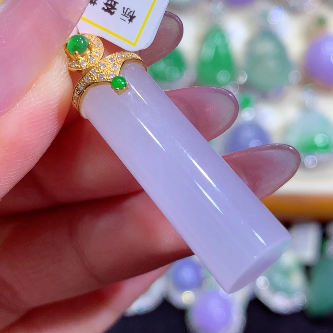 翡翠18K金镶嵌吊坠(不含链)