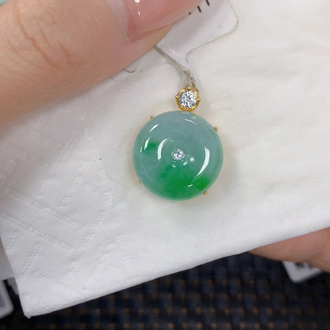 翡翠银S925镶嵌颈饰天然翡翠a货 百元以上9米证书费自理