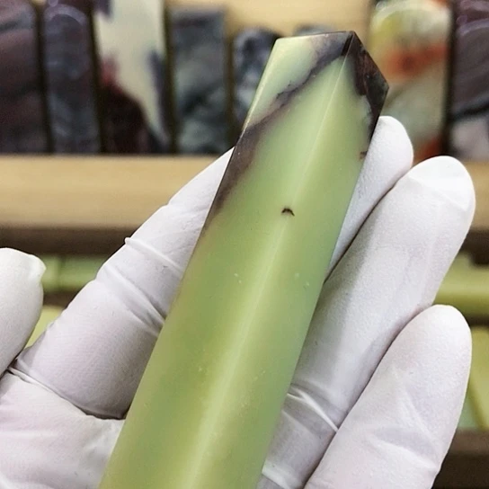 真***称印石昌化石青田周村竹叶青紫檀一支