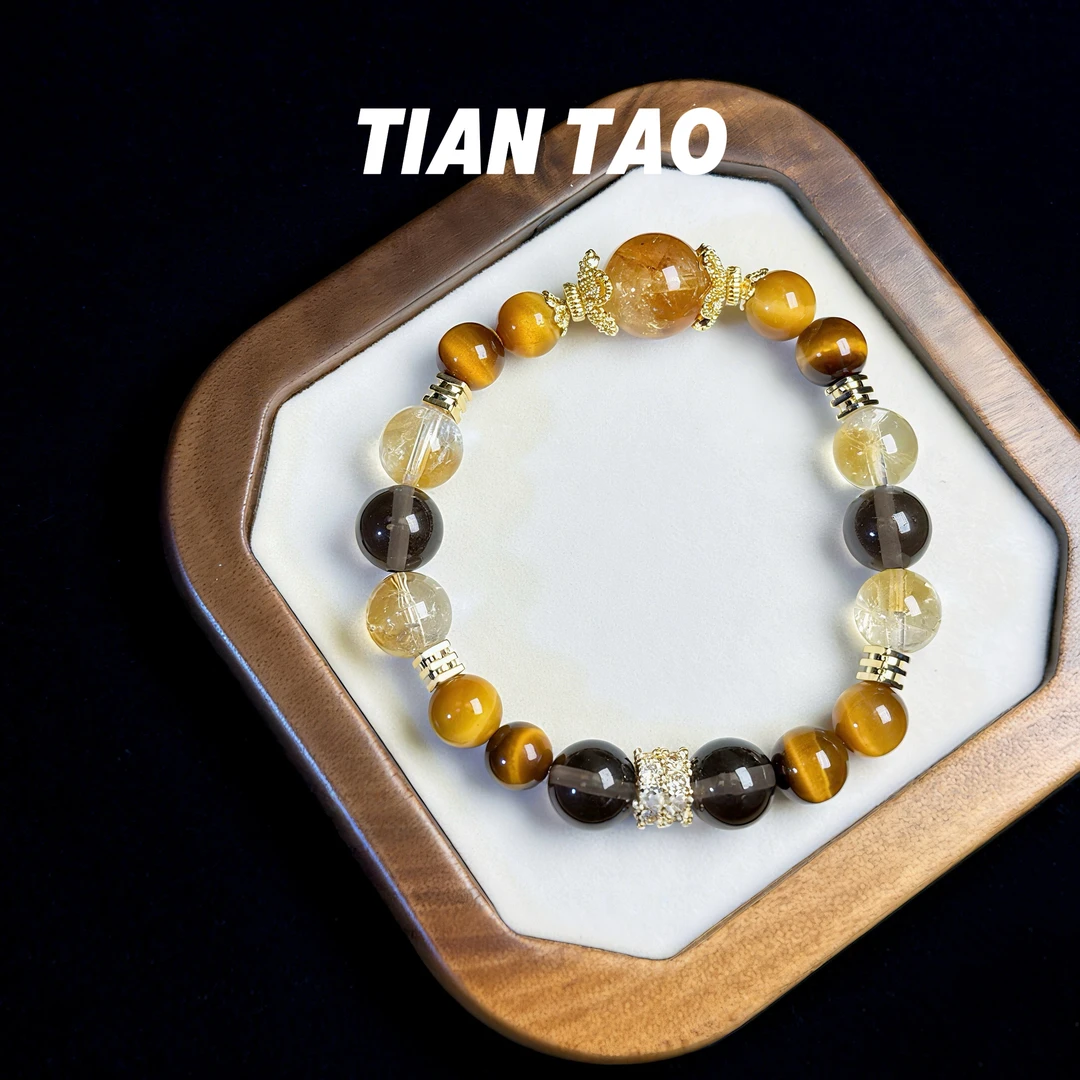 【金霸大综合】招米天然黄塔晶爆闪金虎眼石手串男女礼物微瑕
