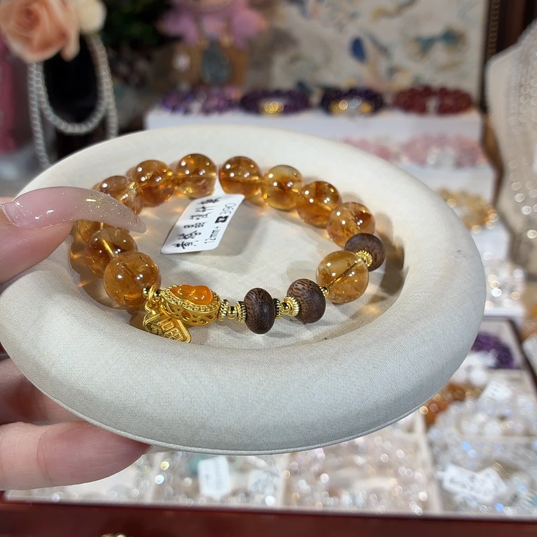 未镶嵌黄晶手串暴力黄黄塔晶设计款12+