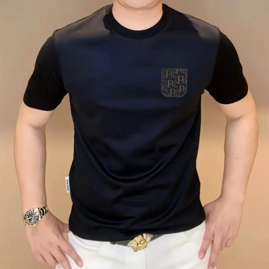 欧货奥钻T恤短袖男 时尚百搭舒适透气有弹力液氨丝光棉（左胸兜）