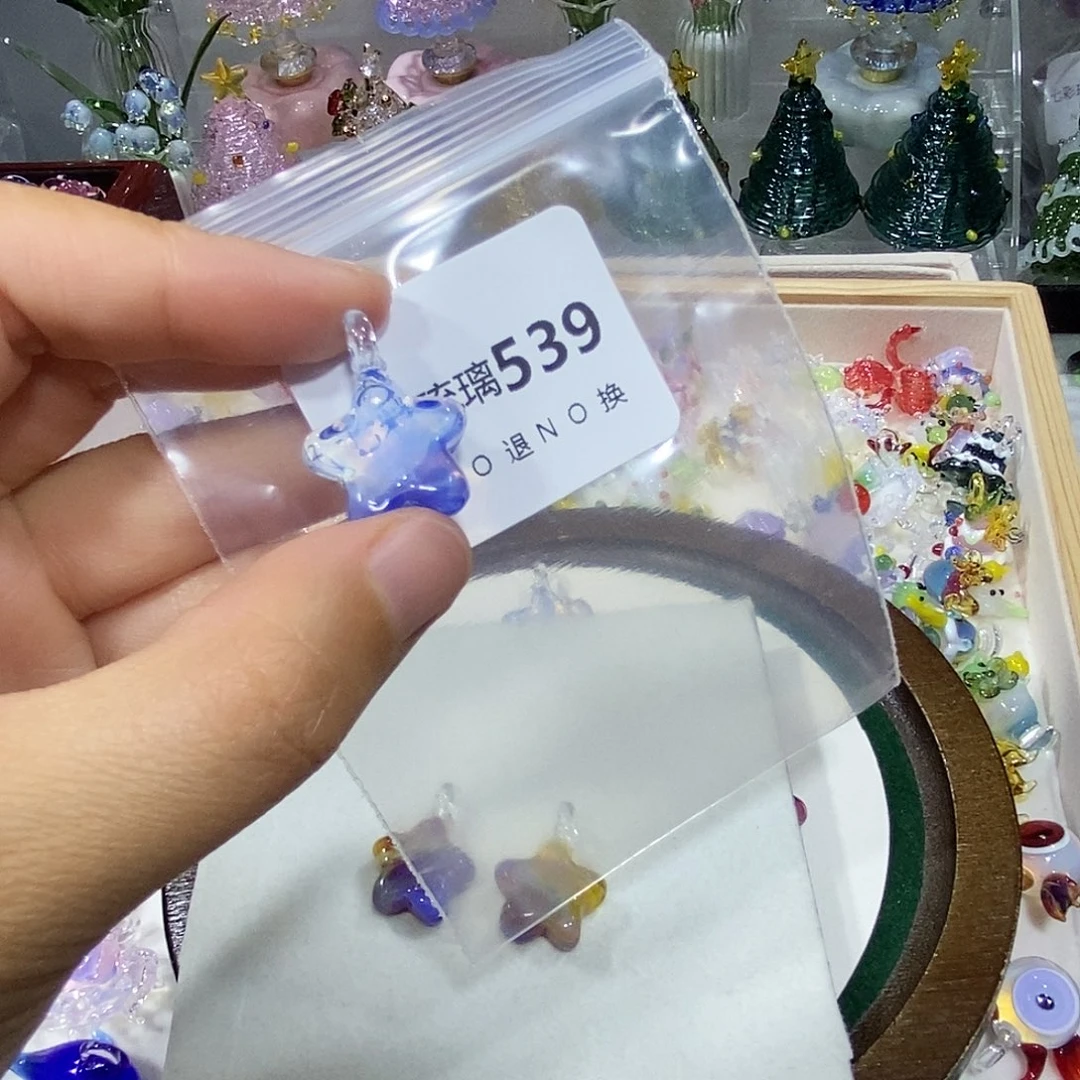 B***a吊坠（不含链）玻璃539蓝色星星