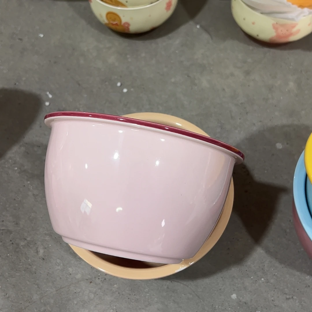 米其林粉色厚边碗6寸两个装
