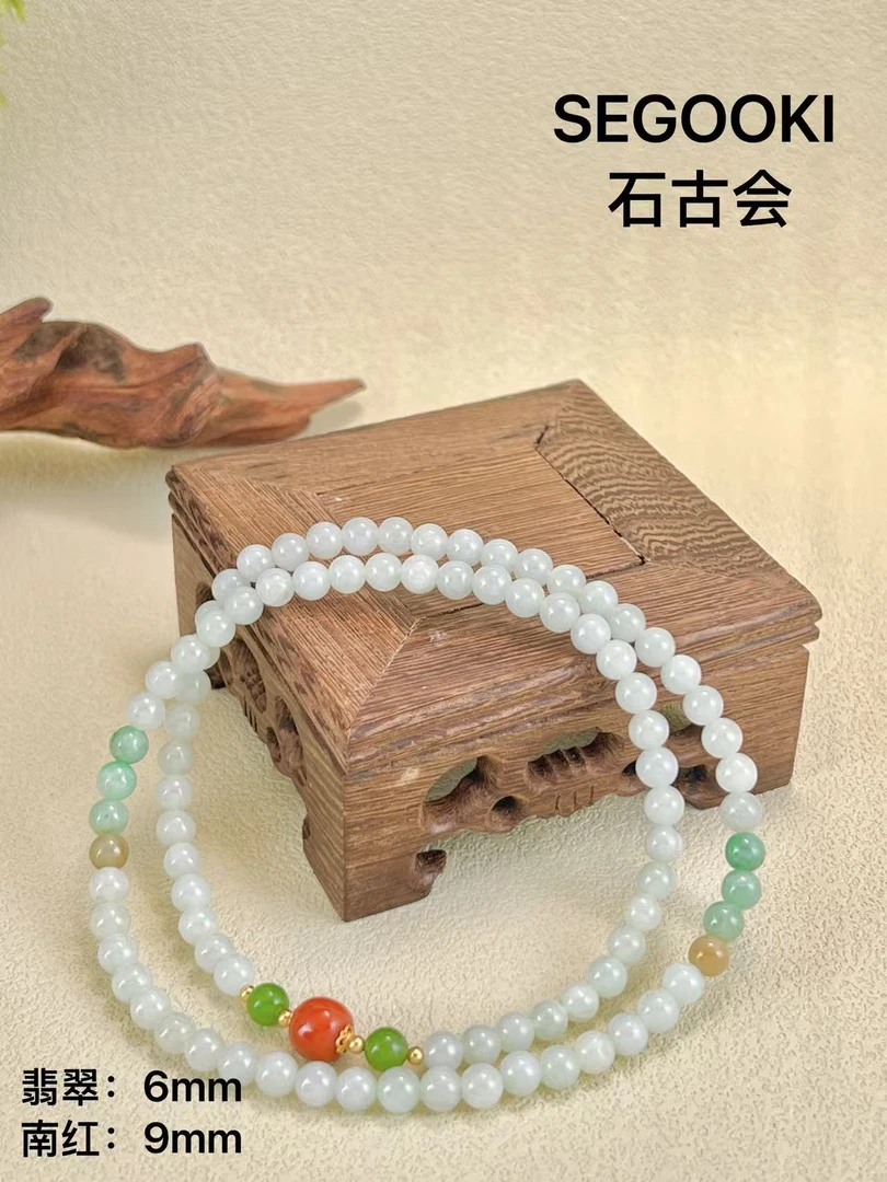 天然缅甸翡翠diy颈饰-珠径5.5-6mm-FC308