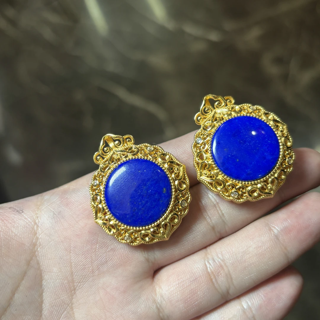 【云上叙】23 V49105-s925银青金石吊坠-18mm多样性发一件（东哥）