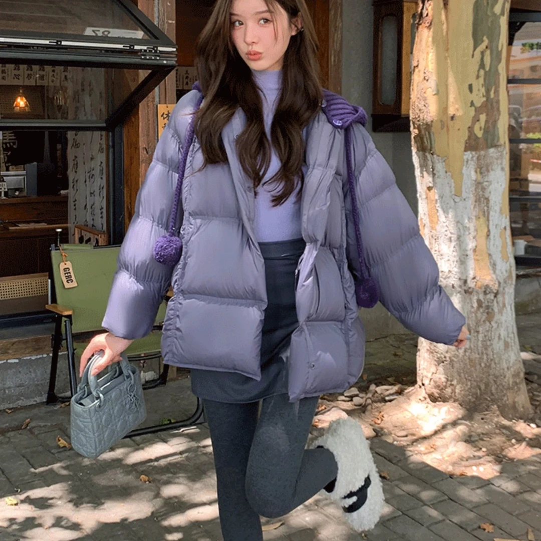 90绒薄荷鸭韩版冬季时尚女巫帽百搭连帽纯手工针织毛线帽O22