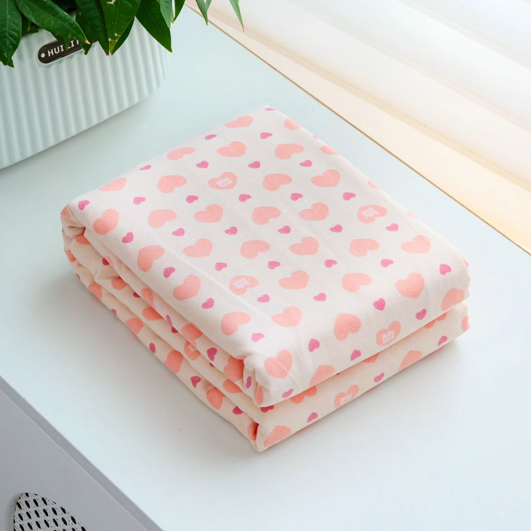 【京かわ会社】双层纱磨毛被套155*205cm 粉心