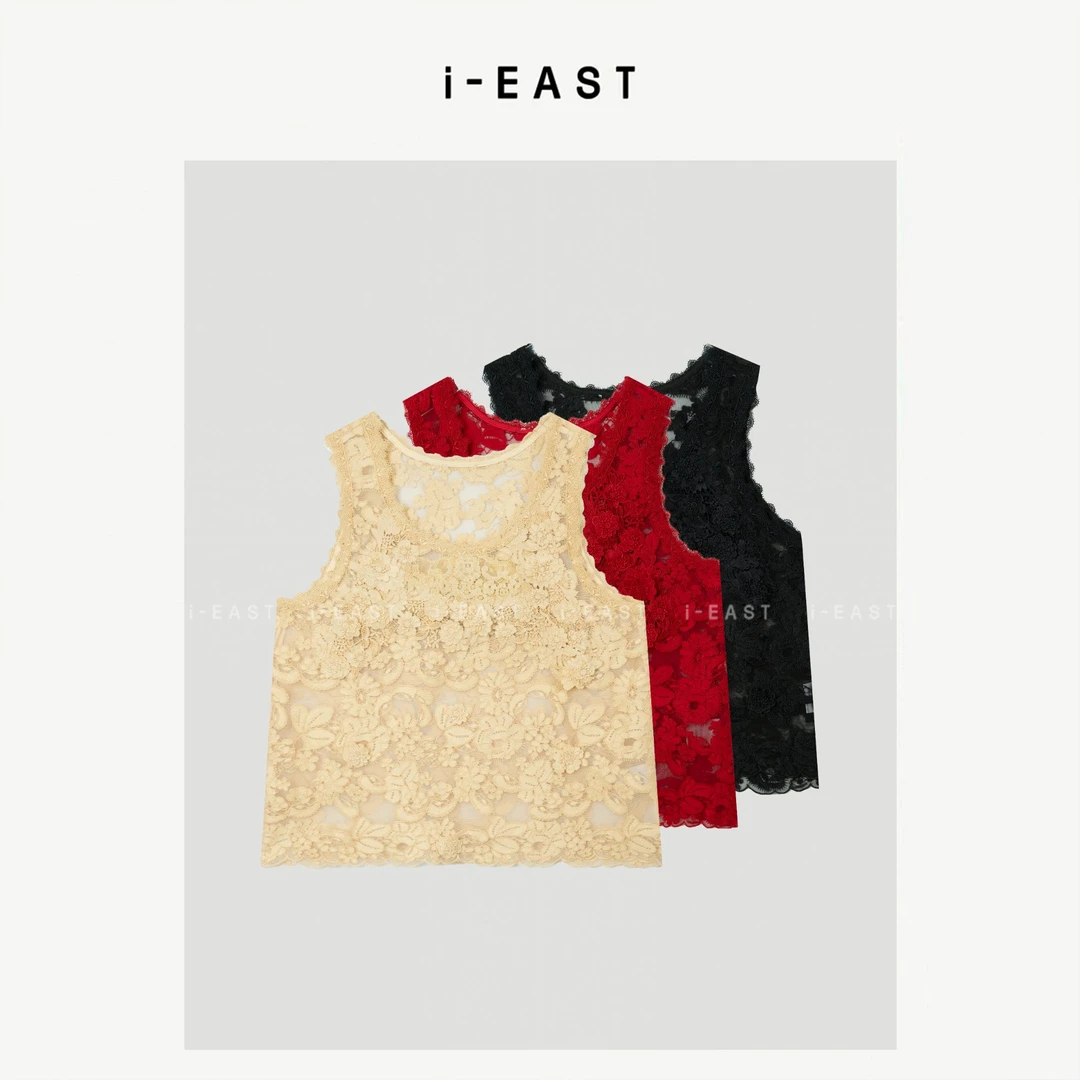 i-EAST 夏日之恋~手工钩花设计感无袖上衣-5X SY9026