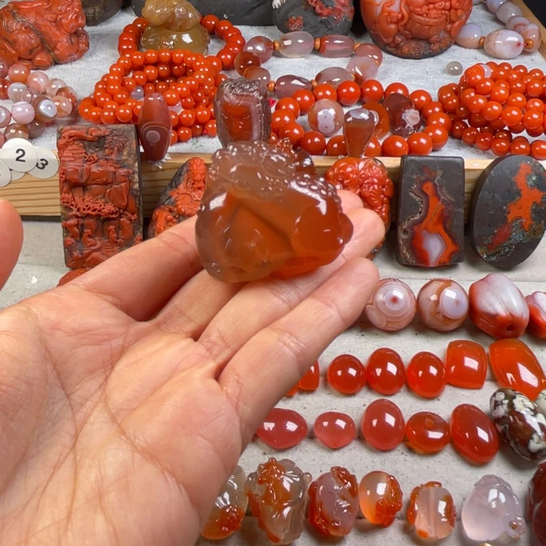 南红玛瑙天然原矿杨柳冰菊狮子未镶嵌螺**列