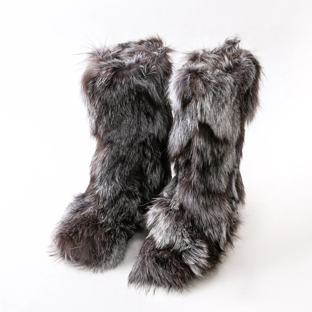 阿娜日蓝狐女士高筒女款雪地靴抗寒防滑轻便白色时尚潮流冬季雪