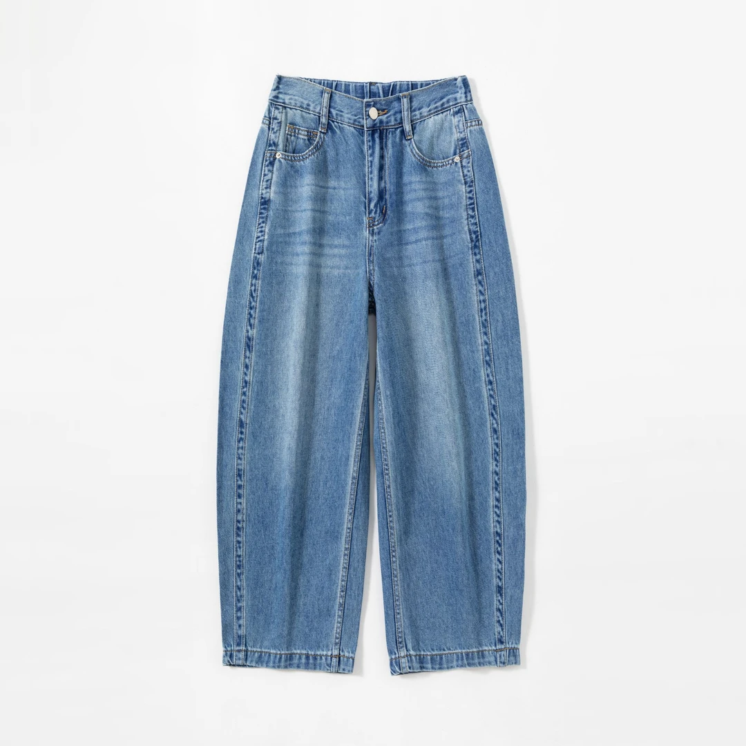 新款2025夏季无弹时尚小个子九分百搭高腰弯刀牛仔裤BJ277