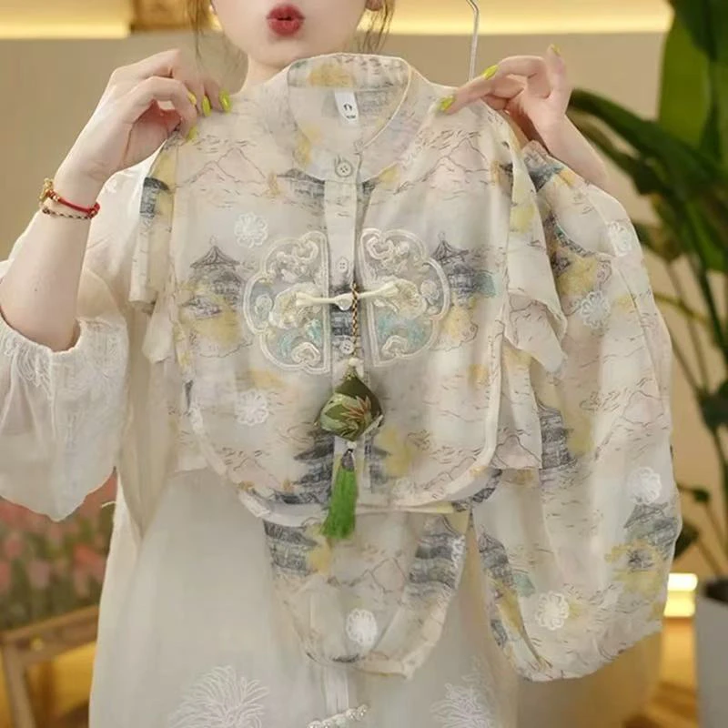 1424男女童国风印花刺绣设计感套装