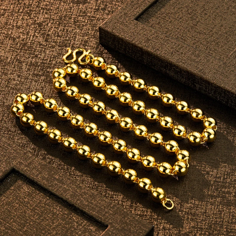 吊坠足银 吊坠足银 光珠系列 佛珠项链光面时尚素款男士女士霸气