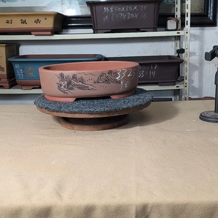 花盆紫砂豆沙色小号腰