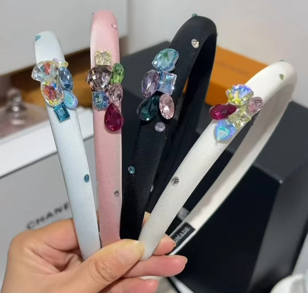 纯色底彩钻细款发箍