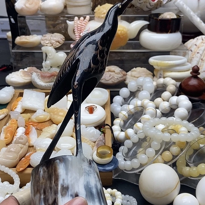 非金属贝壳牦牛角摆件