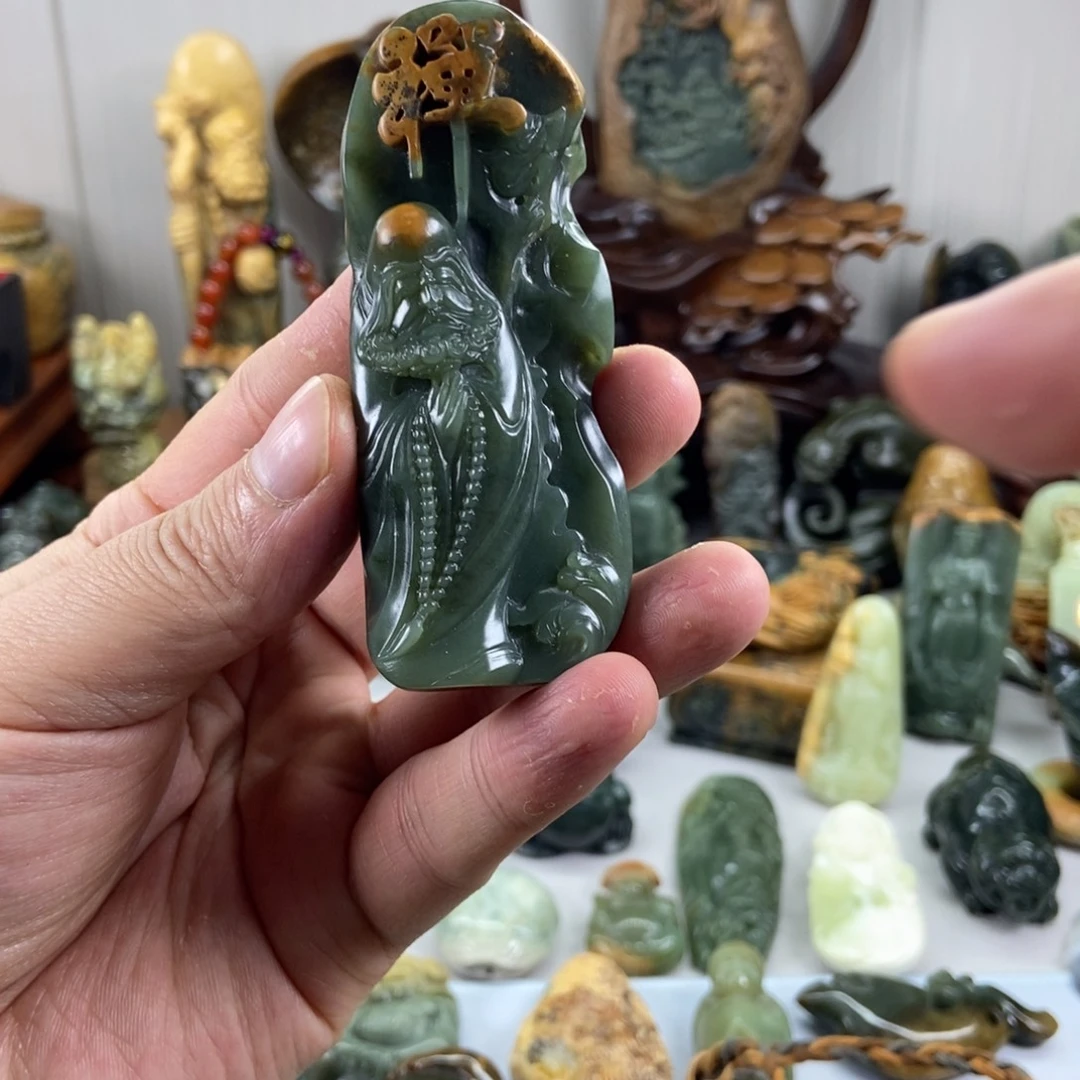 丰***水岫岩河磨玉（透闪石质玉）未镶嵌挂件
