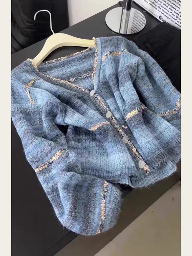 松弛感复古优雅针织开衫女早秋chic新款气质外套慵懒风设计感上衣