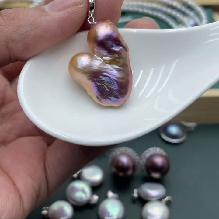 淡水珍珠吊坠(不含链)银S925镶嵌?****?