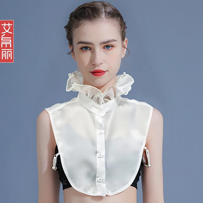 秋冬百搭假领子女木耳边雪纺装饰领口假衣领荷叶边领搭配打底假领