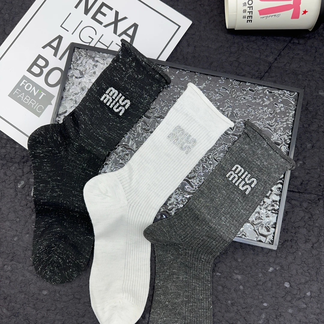 欧货M家春夏亮丝细闪轻奢烫钻堆堆袜薄透高级感时尚洋气潮袜