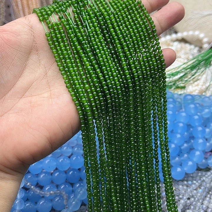 玛瑙/玉髓未镶嵌珠宝半成品一条3mm左右碧玉