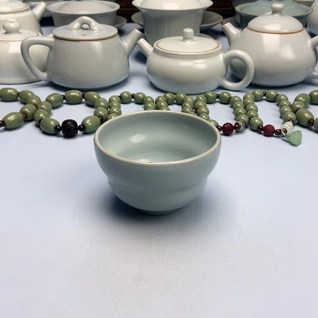 杯微瑕天青福禄碗杯原矿原釉原产地