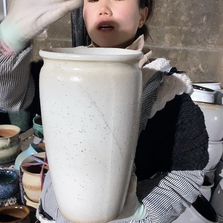 紫砂花盆瑕疵口18高31