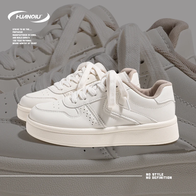 HUANQIU/环球轻便休闲百搭小白鞋女鞋2025春季新款厚底潮流休闲鞋