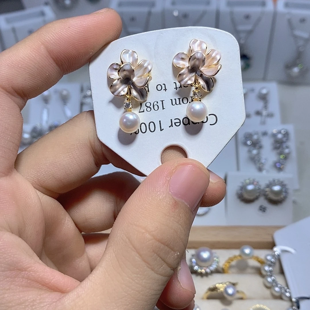 淡水珍珠耳饰银S925镶嵌