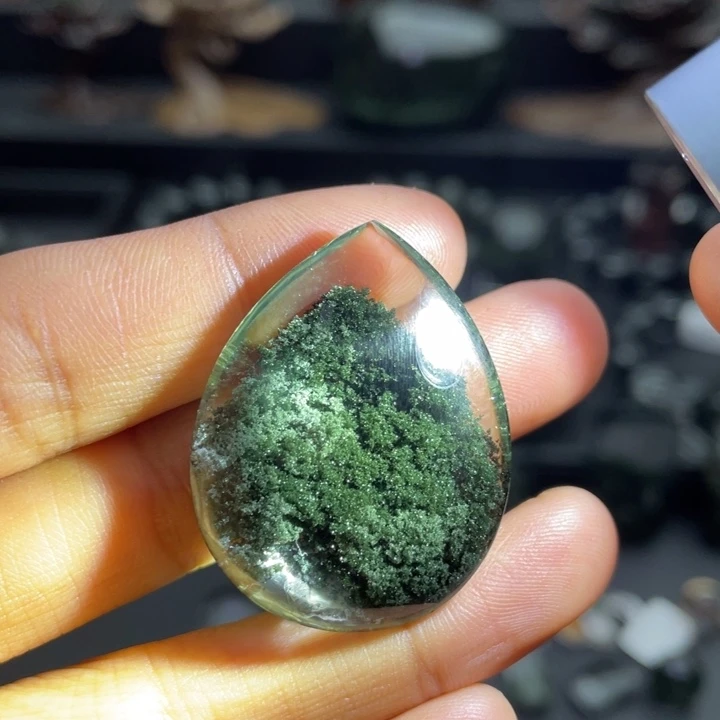 水晶颈饰未镶嵌绿幽灵水滴定制