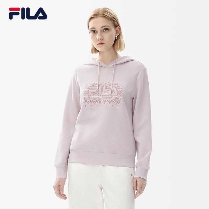 Fila/斐乐春季新款女士时尚休闲针织加厚连帽套头卫衣百搭时尚