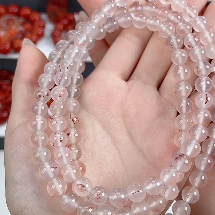 南红玛瑙未镶嵌冰飘冰底飘花8mm多圈