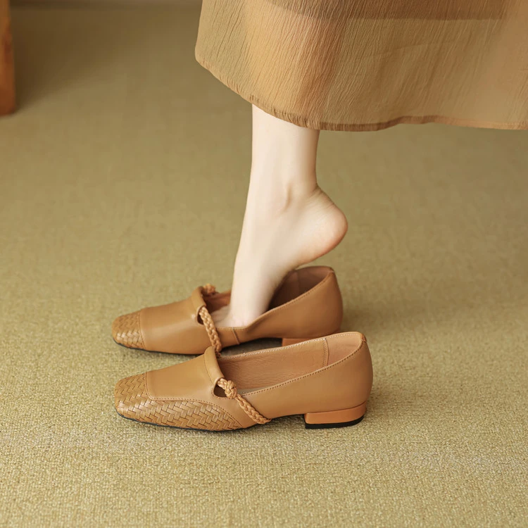 2cm 法式复古百搭粗跟玛丽珍鞋春季韩版简约舒适软底时尚方头单鞋