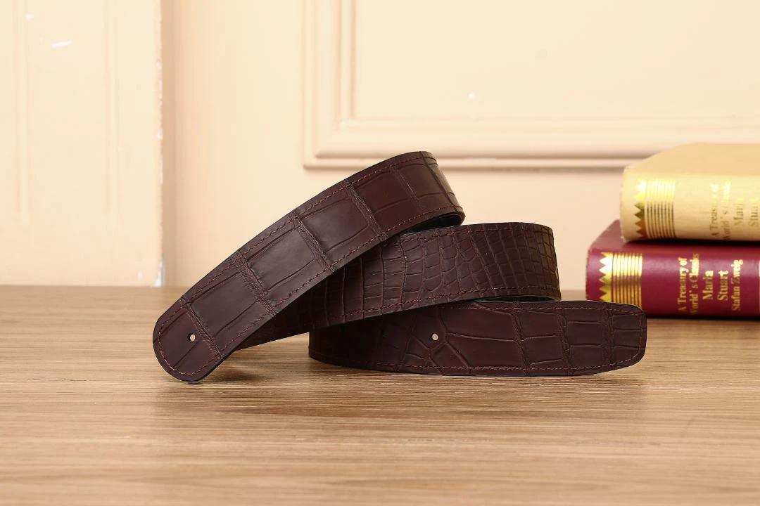 （单皮带）3.8宽圆头黑棕雾面精品腰带礼盒