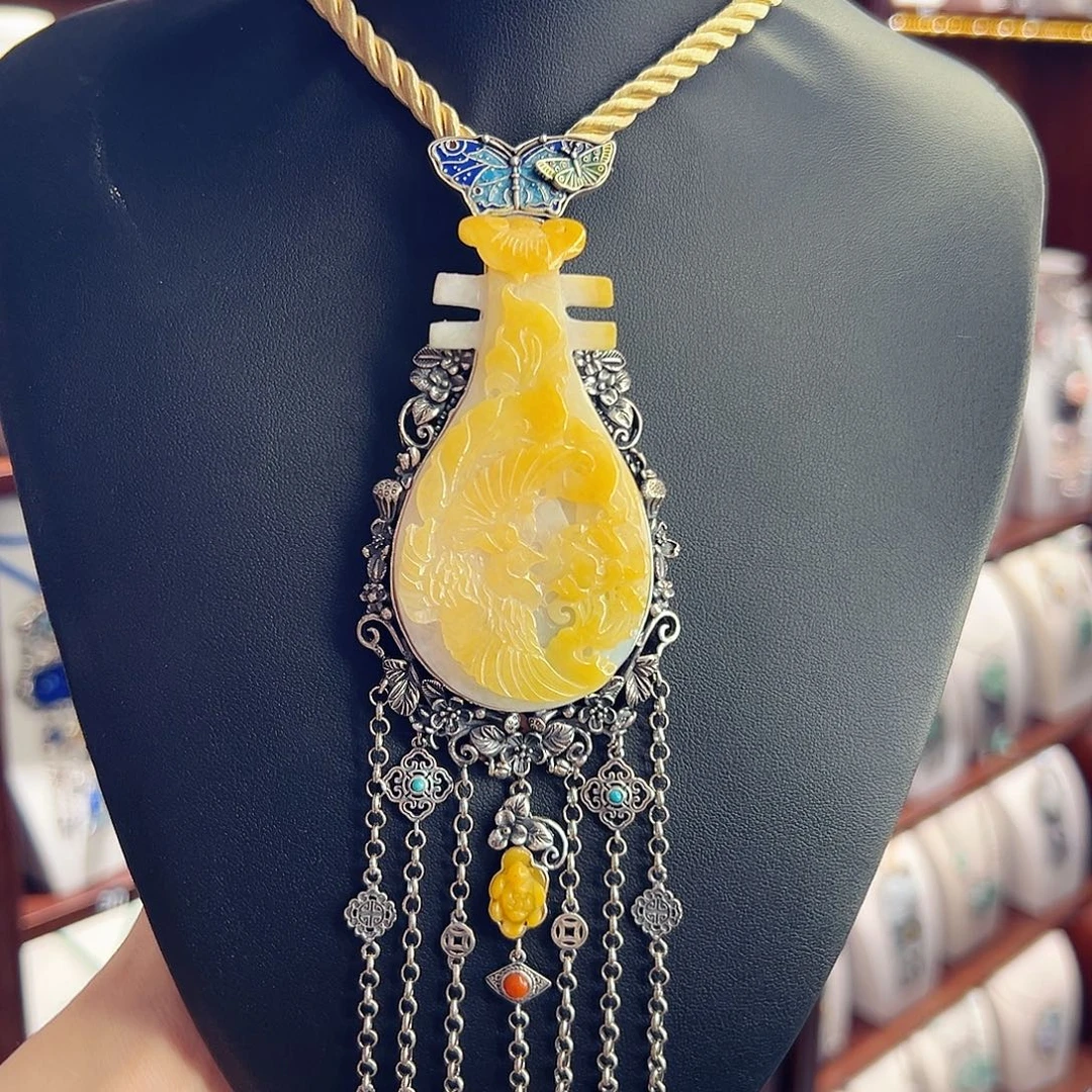 翡翠银S925镶嵌吊坠吊坠