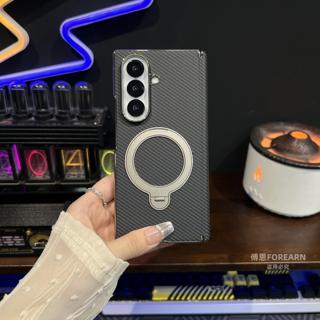 适用于三星fold7手机壳zfold7折叠屏磁吸支架保护套男女中轴后壳